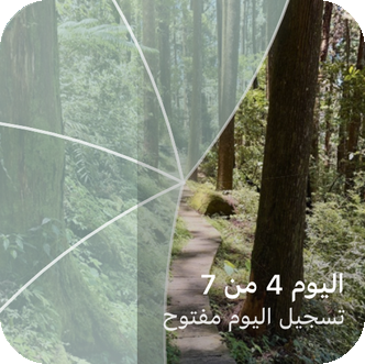 أداة الشاشة الرئيسية في Reveal the Dream، تعرض ممرًا في غابة مكشوفًا جزئيًا وعبارة «اليوم 4 من 7، التسجيل مفتوح».