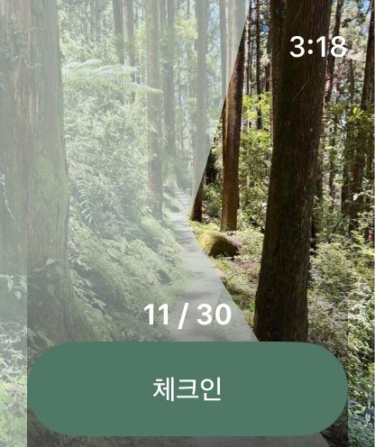워치에서 진행 중인 여정 모습과 준비된 체크인 버튼이에요.