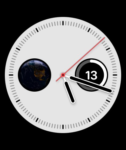 The watch face complication, showing the day count without opening anything.